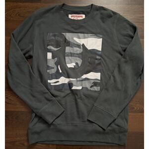 True Religion Sweater Mens Size MediumCamouflage Logo Casual Pullover Sweatshirt